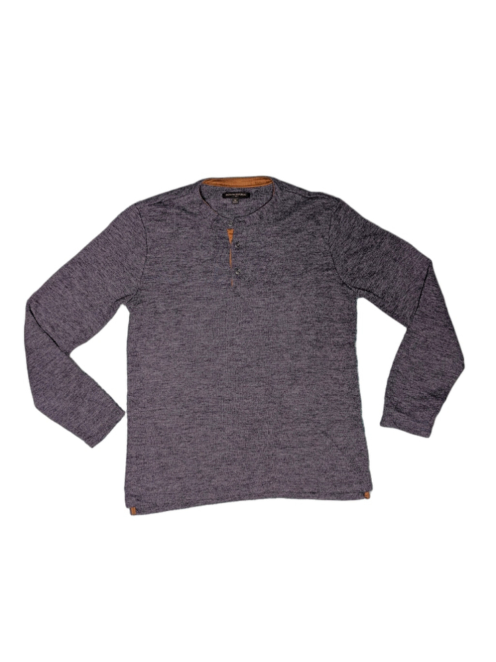 Banana Republic Men’s Heather Charcoal Henley Sweater With Suede Trim – Size M